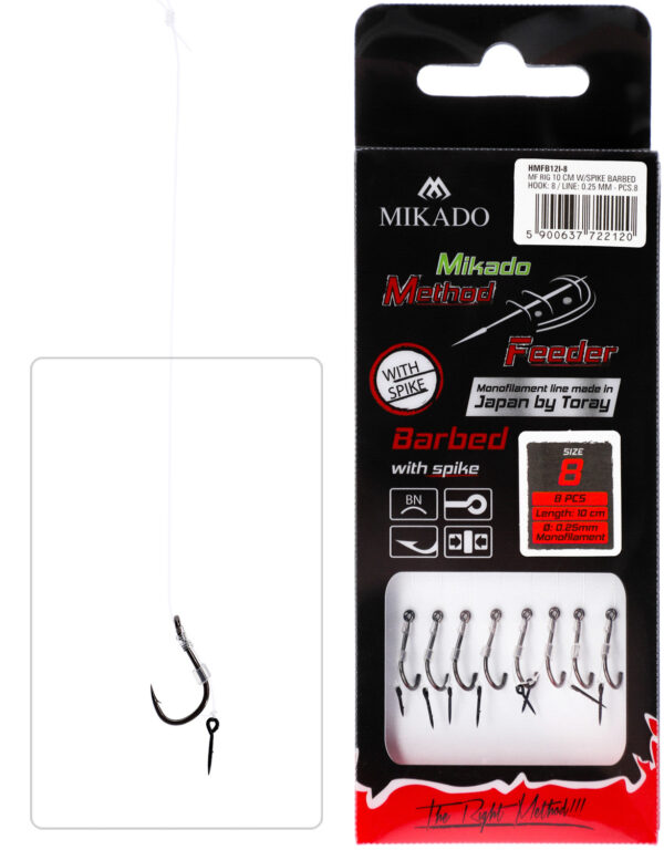 PRZYPON METHOD FEEDER - Z IGŁĄ - hak z zadziorem nr 8 / żyłka: 0.25mm/10cm - op.8szt.